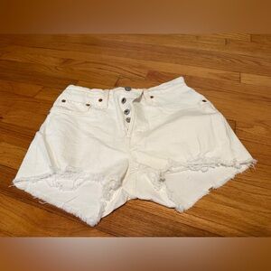 Levi's White Frayed Jean Shorts